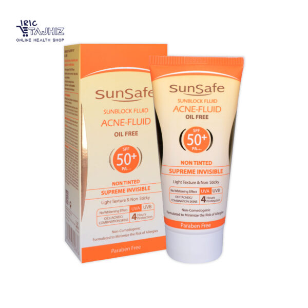 فلوئید ضد آفتاب بی رنگ SPF50 سان سیف SunSafe حجم 50 میلی لیتر