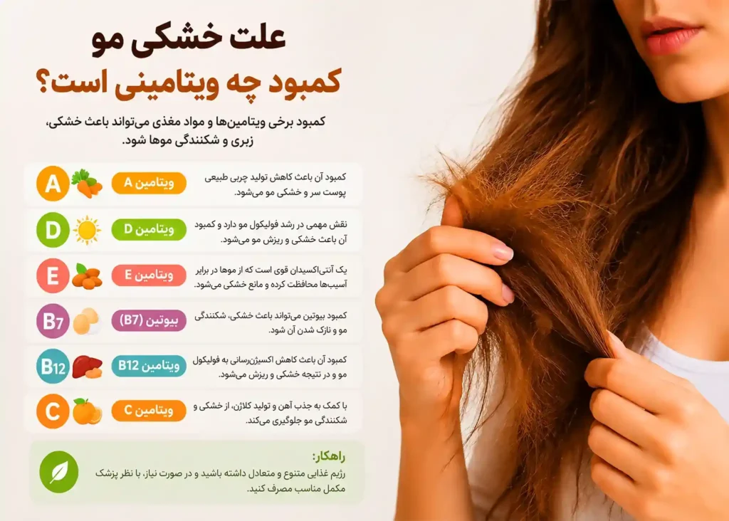 علت خشکی مو کمبود چه ویتامینی است